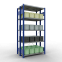 Schwerlastregal Doppel-Grundregal 2000x1000x(2x300) mm, 2x5 Fachböden, 250 kg Fachlast, Kreuzstrebe, RAL 5010 enzianblau/verzinkt