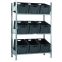 Schrägbodenregal Grundregal 2000x1000x600 mm, verzinkt/RAL 7035 lichtgrau, 150 kg Fachlast, 3 Fachböden
