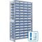 Behälterregale RK mit 56 Regalkästen RK, 1008×424×1850 mm, Behälterfarbe taubenblau