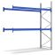 Palettenregal-Anbaufeld 1000 kg Palettengewicht, Feldbreite 2700 mm, 2790×1100×5000 mm, RAL 5010 Enzianblau