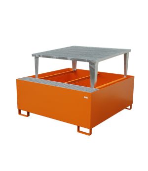 Auffangwanne 1000 l, 1460×1460×1090 mm, Stahl lackiert, mit 