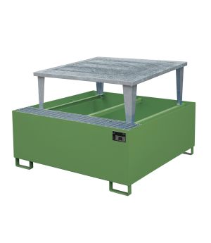 Auffangwanne 1000 l, 1460×1460×1090 mm, Stahl lackiert, mit 