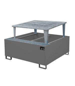 Auffangwanne 1000 l, 1460×1460×1090 mm, Stahl lackiert, mit 
