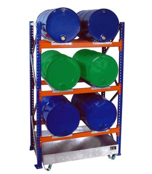 Fassregal mit Auffangwanne 3002, 1510×1200×2500 mm, 215 l Au