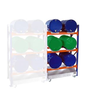 Fassregal mit Auffangwanne 3003, 1430×1200×2500 mm, 215 l Au