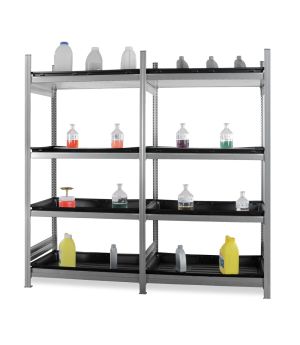 Wannenbodenregal mit PE-Wannen Grundregal ORION PLUS, 2.000×1.000×600 mm, verzinkt