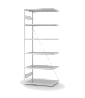 Antibakterielles Regal Anbauregal ORION PLUS, 2.500×1.000×600 mm, verkehrsweiss