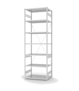 Antibakterielles Regal Grundregal ORION PLUS, 3.000×1.000×600 mm, verkehrsweiss