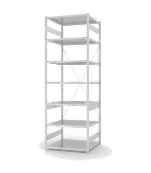 Antibakterielles Regal Grundregal ORION PLUS, 3.000×1.000×800 mm, verkehrsweiss