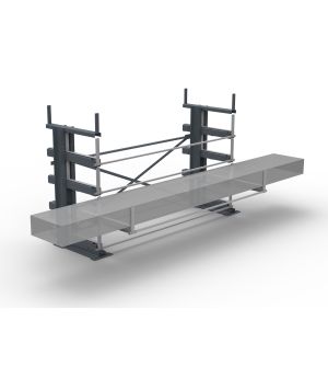 Langgut-Auszugregal einseitig - 4 Etagen, 4 Fächer je 500 kg, ML 3000 mm | MINI-MULTI-4E-2G-112x40