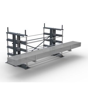Langgut-Auszugregal beidseitig - 3 Etagen, 2 x 3 + 1 Fächer je 500 kg, ML 3.000 mm | MULTI-3E-2G-112x40