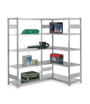 Eck-Fachbodenregal Eckregal ORION PLUS, 3.000×1.000×400 mm, lichtgrau