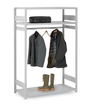 Garderobenregal Grundregal ORION PLUS, 2.000×1.300×600 mm, lichtgrau