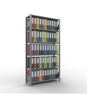 Büroregal Steckregal Grundregal 2000x1000x300 mm, 6 Fachböden, 85 kg Fachlast, Kreuzstrebe, verzinkt, mit Anschlagleiste