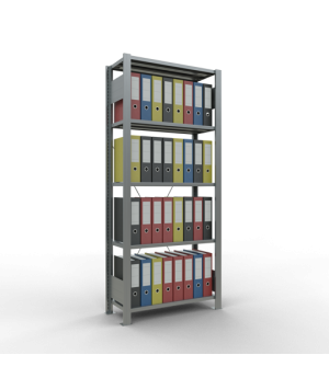 Büroregal Steckregal Grundregal 1800x750x300 mm, 5 Fachböden, 85 kg Fachlast, Kreuzstrebe, verzinkt, ohne Anschlagleiste
