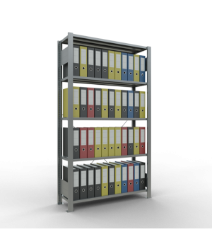 Büroregal Steckregal Grundregal 1800x1000x300 mm, 5 Fachböden, 85 kg Fachlast, Kreuzstrebe, verzinkt, ohne Anschlagleiste