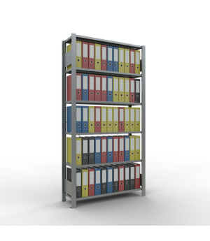 Büroregal Steckregal Grundregal 2000x1000x300 mm, 6 Fachböden, 85 kg Fachlast, Kreuzstrebe, verzinkt, ohne Anschlagleiste