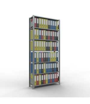 Büroregal Steckregal Grundregal 2300x1000x300 mm, 7 Fachböden, 85 kg Fachlast, Kreuzstrebe, verzinkt, ohne Anschlagleiste