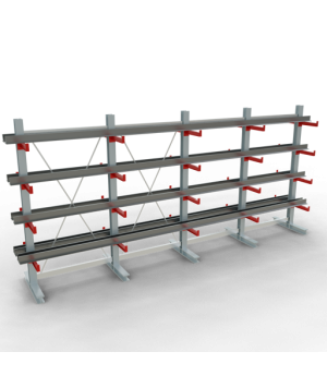 Kragarmregal K 3000 Komplettregal doppelseitig, 2500x5200x400 mm (HxBxT), 5 Lagerebenen SCHULTE Lagertechnik