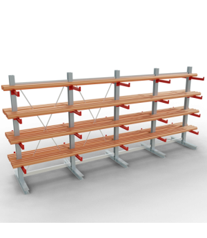 Kragarmregal K 3000 Komplettregal doppelseitig, 2500x5200x500 mm (HxBxT), 5 Lagerebenen SCHULTE Lagertechnik