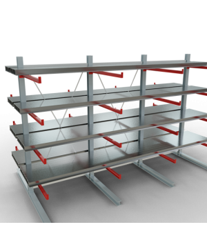 Kragarmregal K 6000 Komplettregal doppelseitig, 3000x4500x2x1250 mm (HxBxT), 5 Lagerebenen SCHULTE Lagertechnik