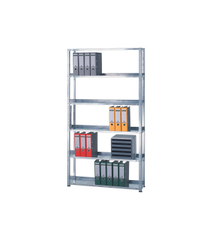 Büroregal Schraubregal Grundregal 2000x750x300 mm, 6 Fachböden, 85 kg Fachlast, verzinkt, ohne Anschlagleiste