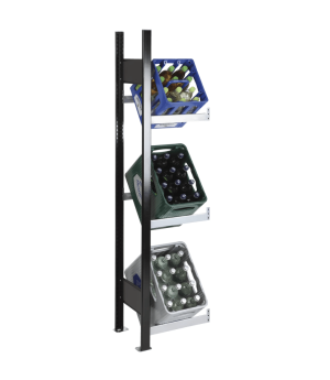 Getränkekistenregal Anbauregal,3 Ebenen 1800x400x300 mm (HxBxT), schwarz/silber SCHULTE Lagertechnik
