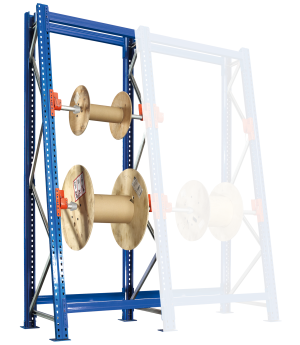 Kabeltrommelregal Anbauregal SchrägRoll 2000x900/553 mm, 2 Achsen je 840 mm, Trommelgewicht 500 kg