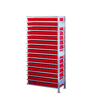 Schwerlastregal Anbauregal 2000x1000x300 mm, verz. 150 kg Fachlast, 16 Böden, 150 Kästen