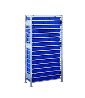 Schwerlastregal Grundregal 2000x1000x400 mm, verz. 150 kg Fachlast, 16 Böden, 75 Kästen