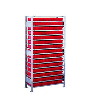 Schwerlastregal Grundregal 2000x1000x300 mm, verz. 150 kg Fachlast, 16 Böden, 150 Kästen