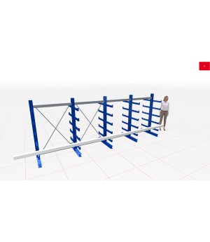 Kragarmregal K1000 Set Beidseitig 5 Ständer,2000x500mm, Achsmaß 1250mm