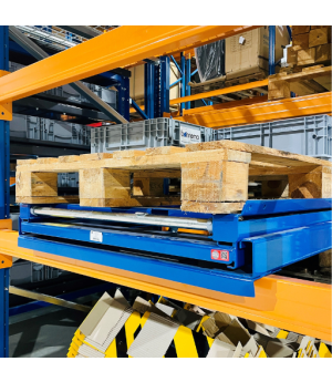 Palettenauszug, Schublade für Paletten, Europaletten, 800x1200 mm, 600 kg, 74% Auszug, Bodenmontiert