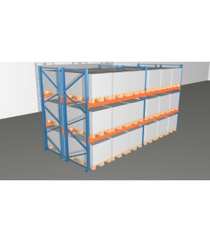 Schwerlastregal Palettenregal NEDCON 2.500x5700x2.400 mm (HxBxT), Doppelregal, 3 Lagerebenen, 3.000 kg Fachlast, Keine Böden