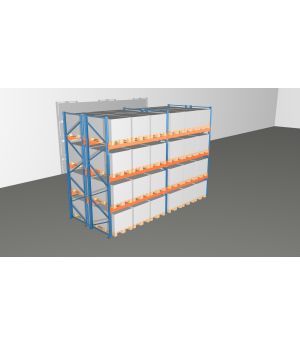 Schwerlastregal Palettenregal NEDCON 2.500x5700x2.400 mm (HxBxT), Doppelregal, 4 Lagerebenen, 3.000 kg Fachlast, Keine Böden