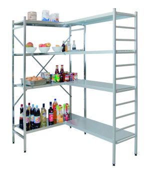 Schwerlastregal für Lebensmittel Grundregal 1800x800x400 mm, Aluminium, 4 Fachböden á 150 kg, Feldlast 800 kg