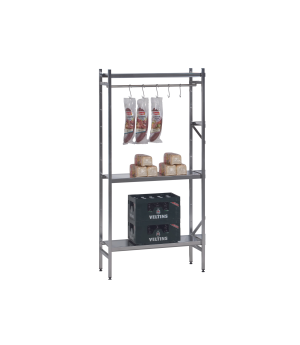 Schwerlastregal für Lebensmittel Grundregal 1800x800x400 mm, Edelstahl, 4 Fachböden á 150 kg, Feldlast 1.200 kg