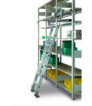 Aluminium Regalleiter fahrbar 6 Stufen
