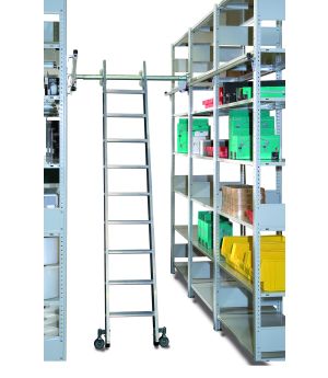 Regalleiter, Aluminium, für Doppelregal seitlich verschiebbar, 6 Stufen