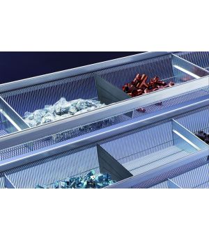 Zusatzebene mit Gitterkörben,Weitspannregal WS 2000, 1500x400 mm, verzinkt, Fachlast 500 kg inkl. 5 Fachteiler