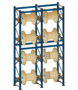 Kabeltrommelregal Grundregal BlockRoll 3000 kg Feldlast, 2500x1070x1045 mm (HxBxT), Trommelgewicht 1.000 kg