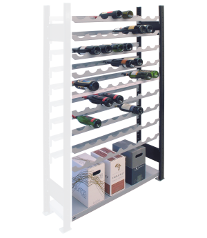 Weinregal Anbauregal 1800x1000x250 mm 9 Ebenen, schwarz/silber von SCHULTE Lagertechnik