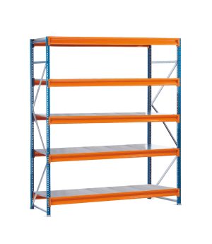 Weitspannregal W100 Grundregal 2000x1785x1200 mm (HxBxT) 3 Ebenen mit Stahlpaneelen, Fachlast 557 kg