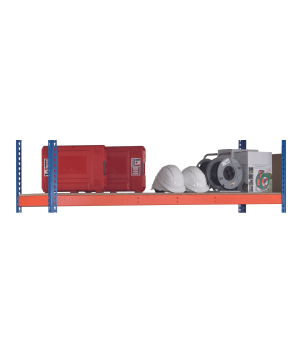 Weitspannregal Zusatzebene Z1 mit Spanplatte 1536x469 mm (BxT), orange/verzinkt, Fachlast 640 kg