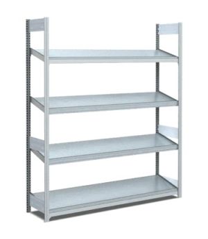 Bereitstellregale einfach tief/mit schrägen Böden, 1300×424×2000 mm, glanzverzinkt