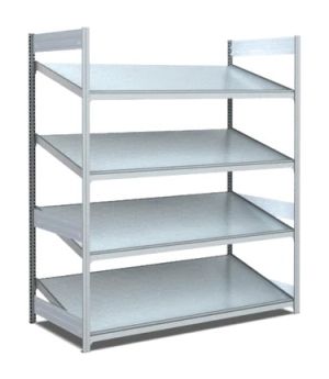 Bereitstellregale einfach tief/mit schrägen Böden, 1300×824×2000 mm, glanzverzinkt