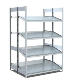 Bereitstellregale doppelt tief/hinten gerade/vorne schräg, 1000×1050×2000 mm, glanzverzinkt