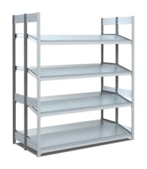Bereitstellregale doppelt tief/hinten gerade/vorne schräg, 1300×850×2000 mm, glanzverzinkt