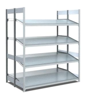 Bereitstellregale doppelt tief/hinten gerade/vorne schräg, 1300×1050×2000 mm, glanzverzinkt