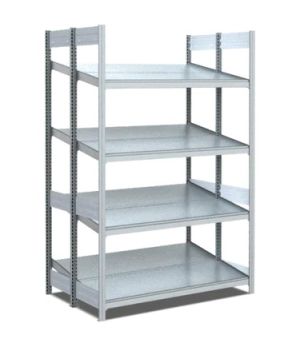 Bereitstellregale doppelt tief/hinten schräg/vorne schräg, 1000×850×2000 mm, glanzverzinkt
